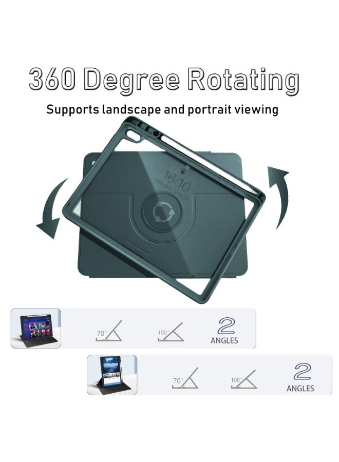 for Honor Pad 9 12.1 Inch Case Cover, Tablet Protective Case  , Acrylic 360 ° Rotating Design, Automatic Wake-up/sleep, Soft Leather,Green - Image 4